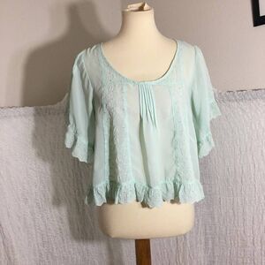 Divided by H&M Mint Color Ruffled Top Size 6